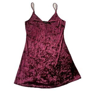 Forever 21 Dress Sz L Sleeveless Maroon Velvet Mini Party Dance Boho Y2K Style